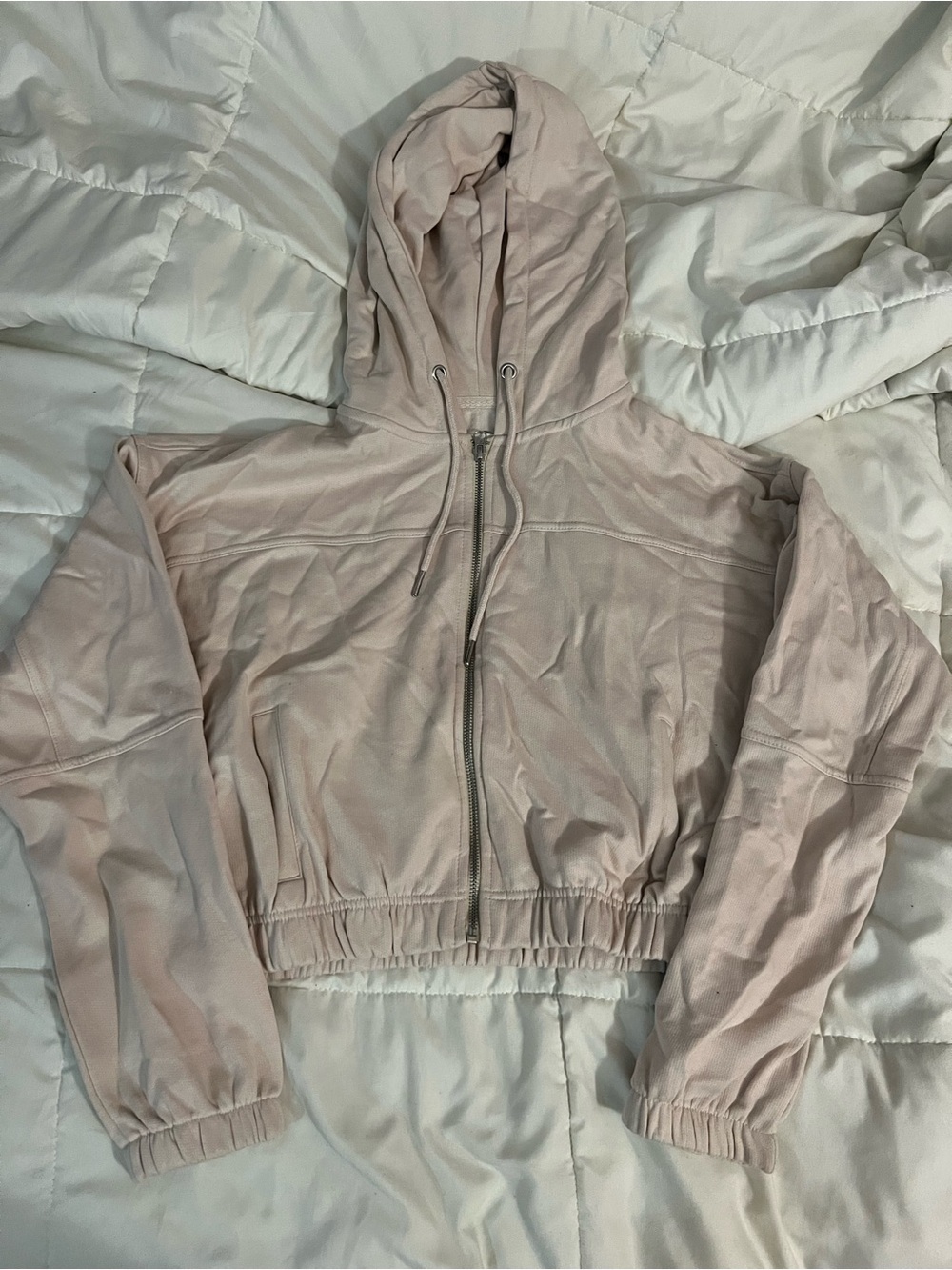 Women’s Light Pink Cropped Zip Jacket